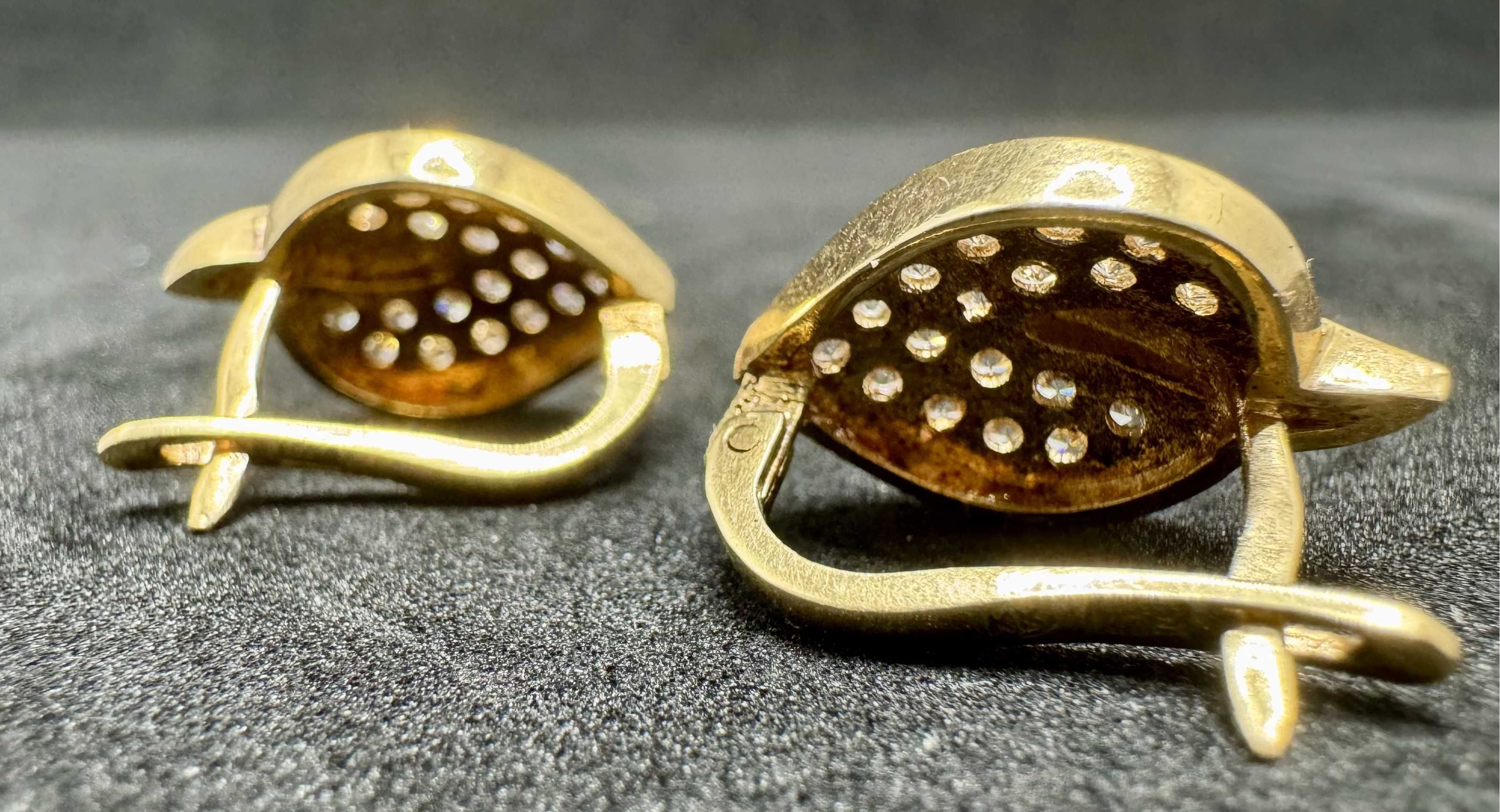 Złote kolczyki z cyrkoniami, 14ct 583, 6,76g