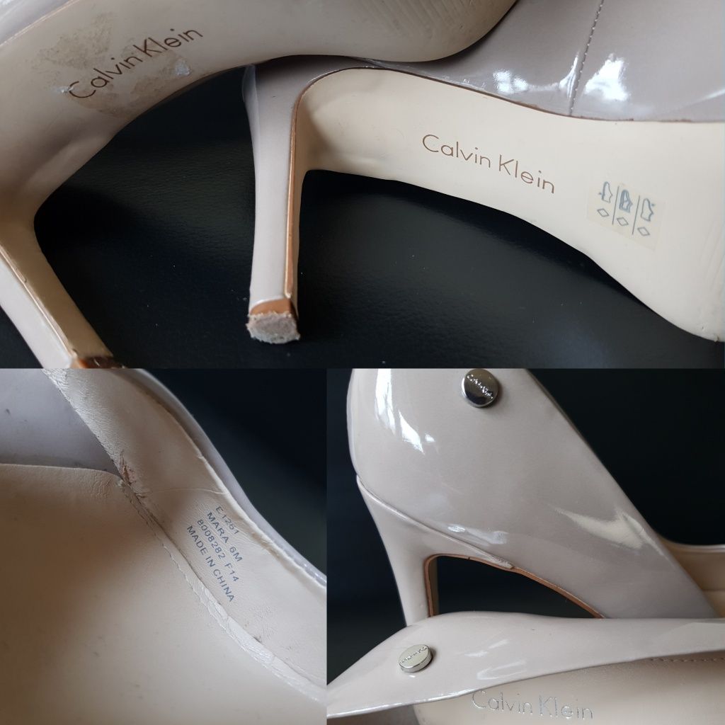 Szpilki Calvin Klein Peep Toe '6 37,5 pantofle nude