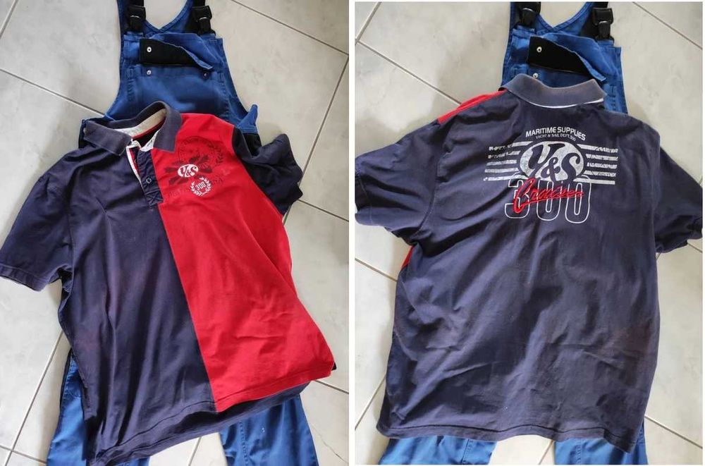 profesjonalne spodnie męskie z kieszeniami na szelkach koszulka polo