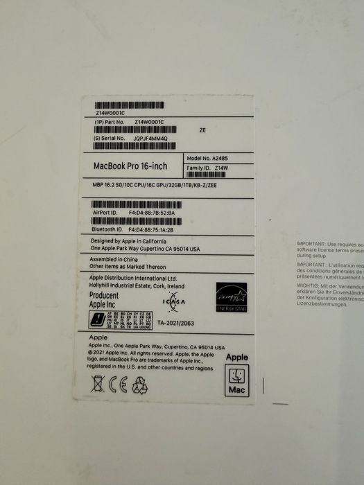 Mac Book Pro M1 32GB RAM 1TB SSD Użytwany - Stan bardzo dobry FV VAT