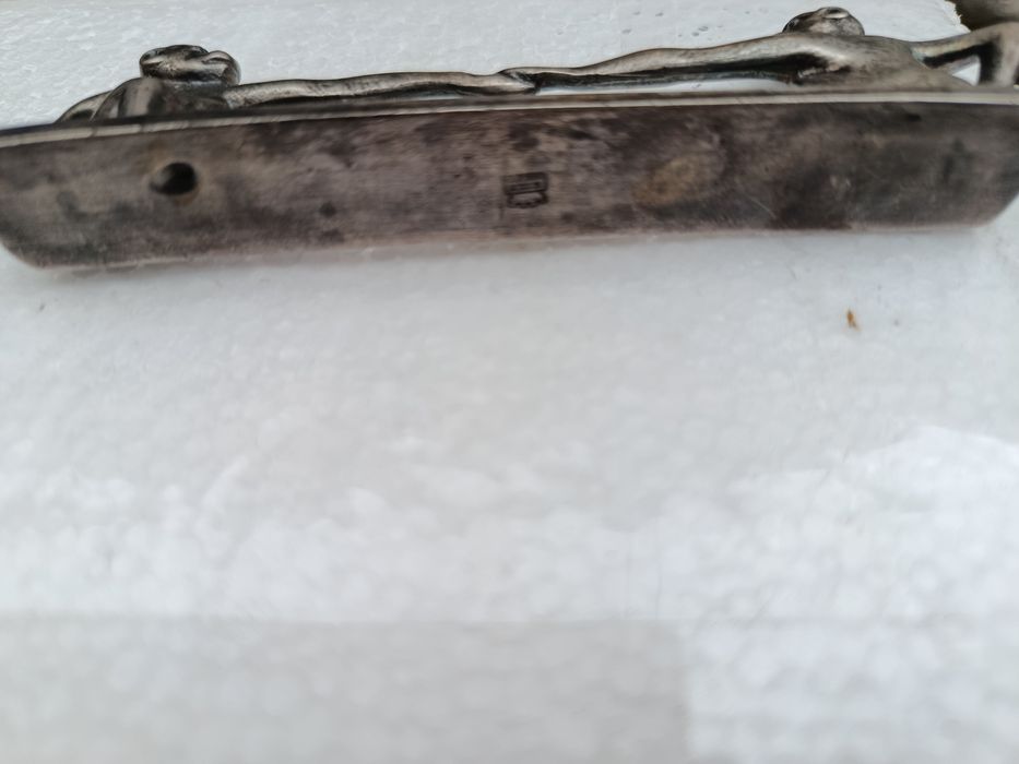 Stojak stary , srebrny na sztućce z sygnaturą