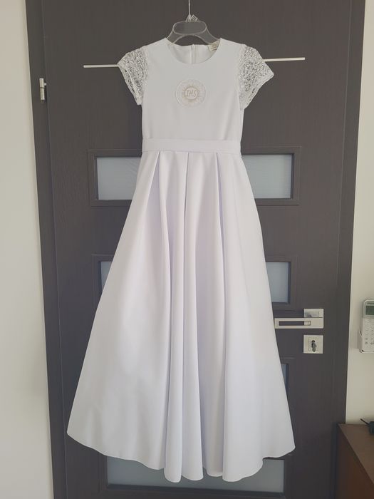 sukienka komunia, kurtka, bolerko, wianek, MK Maryla Elza 137cm