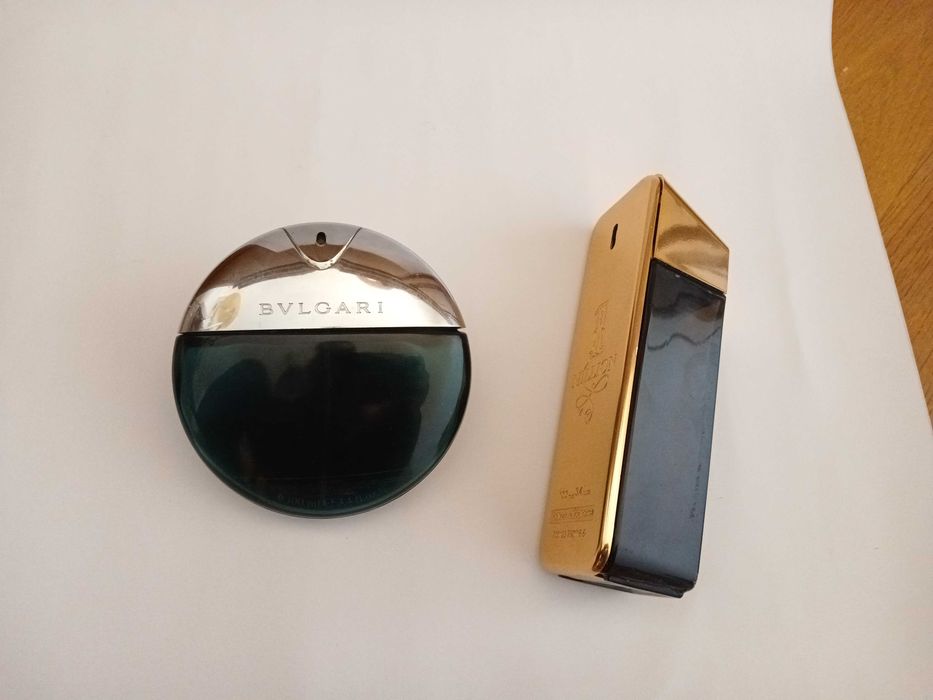Recipientes dos Perfumes Paco Rabanne e Bvlgari