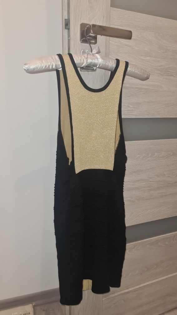 Sukienka forever 21 czarna złota gold m 38