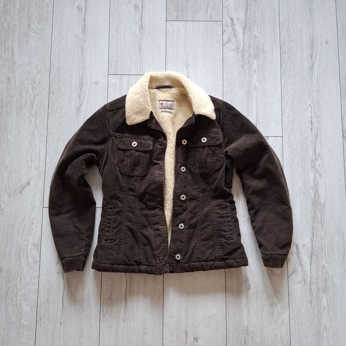 Mustang kurtka damska S sztruks brązowa sherpa jacket baranek trucker