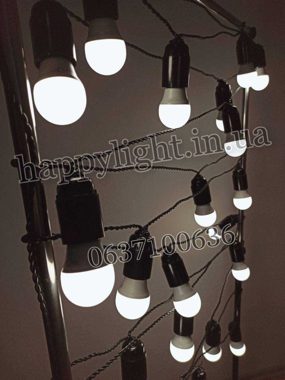 Ретро гірлянда з білими лампочками 4вата LED лампи вулична якісна