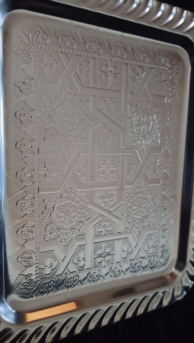 Taca Dekoracyjna srebrna Mała 22x18 Zdobiona Home Accents Glamour