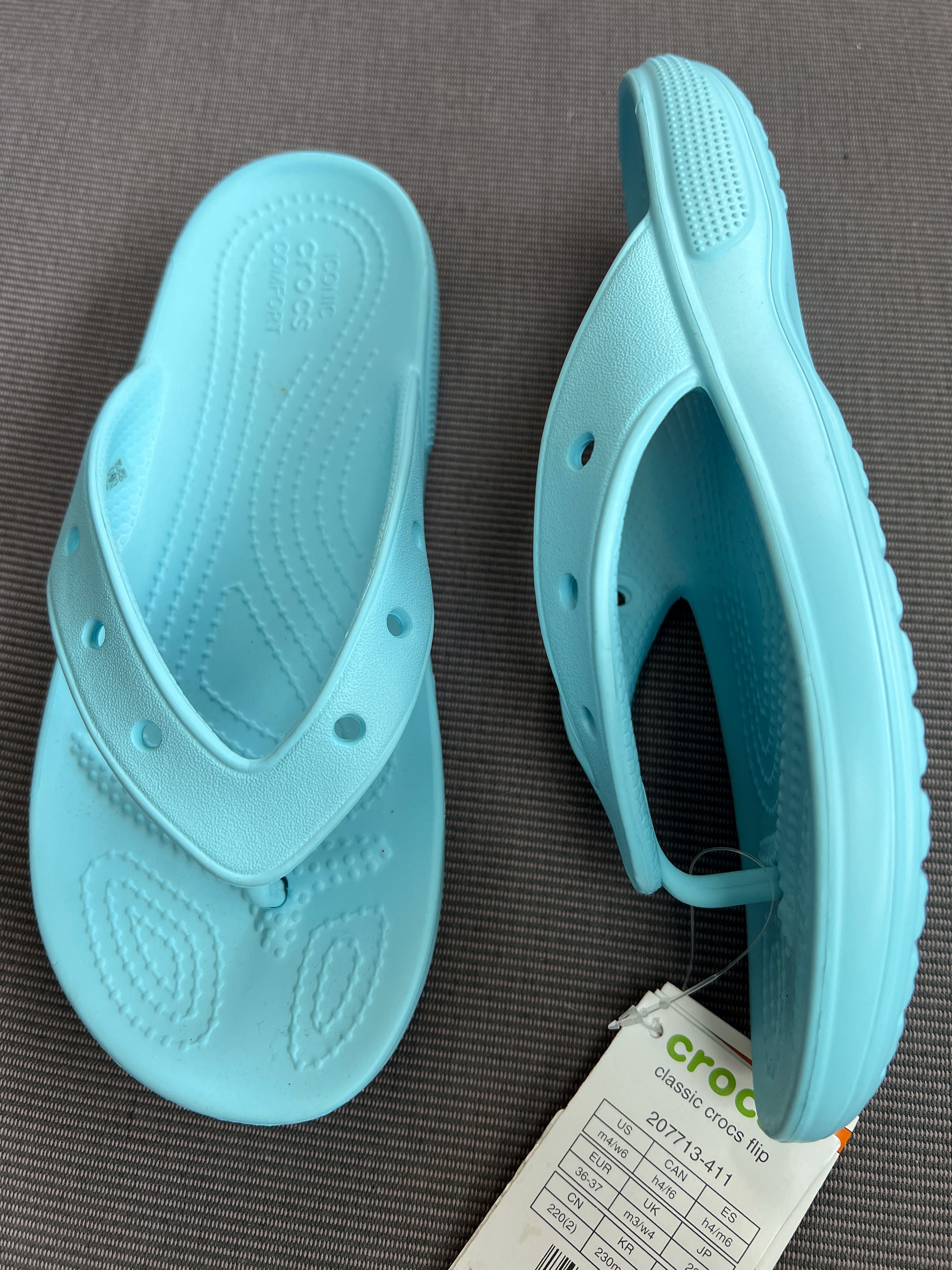 crocs flip japonki w8 roz 38/39 wkładka 25 cm turkus