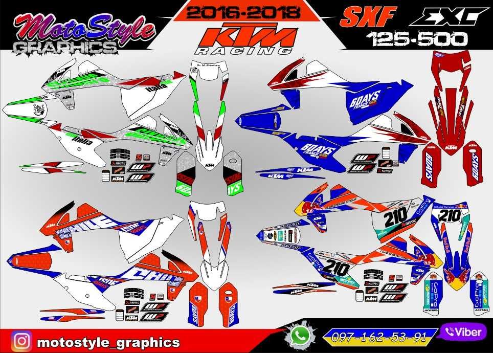 Толстые Фирменные Наклейки Кросс Єндуро KTM SXF EXC Husqvarna Yamaha y