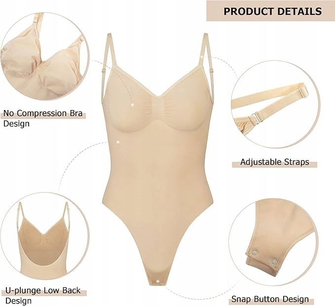 YIANNA Body Modelujące dla Kobiet z Mocnym Wycięciem na Plecach XXL