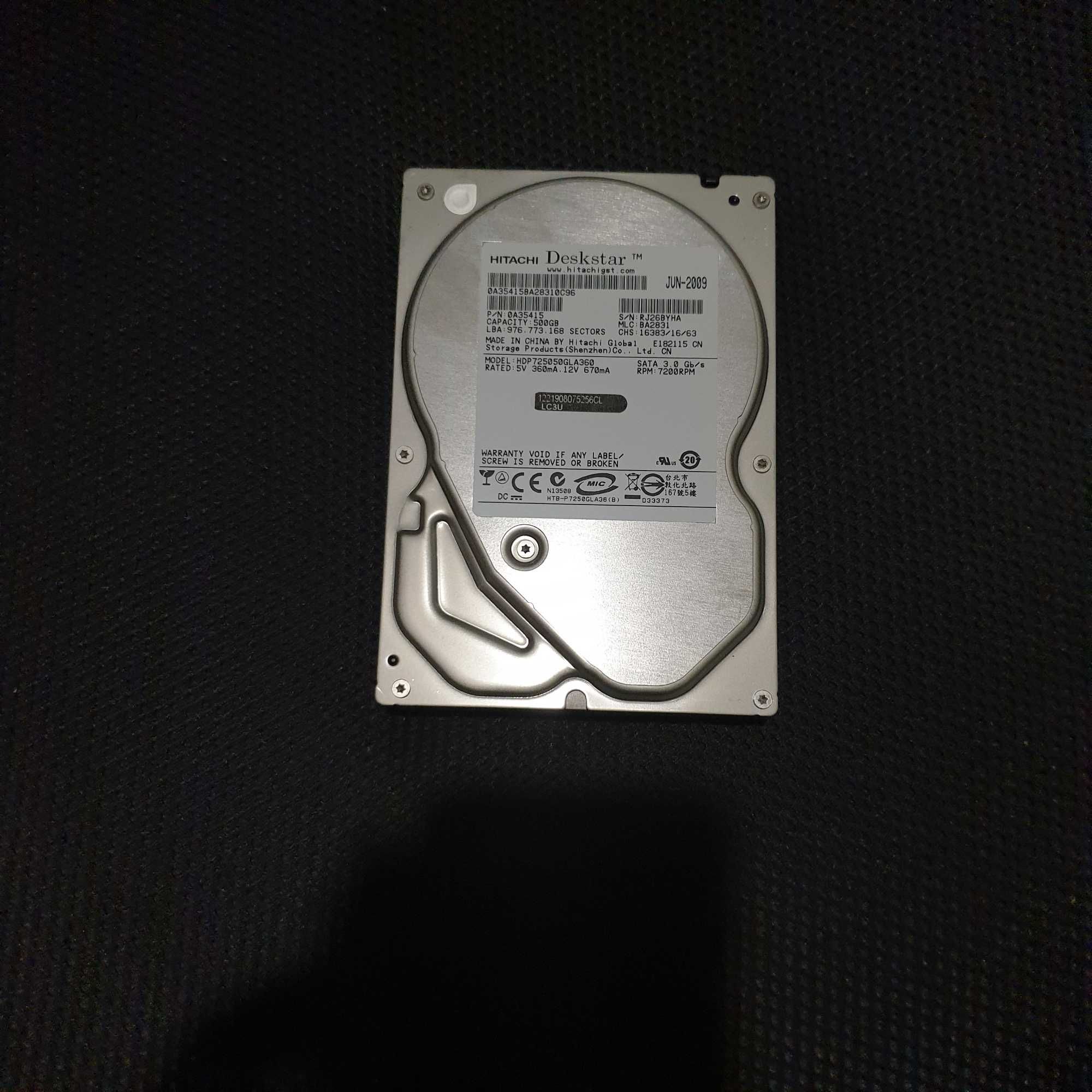 disco interno 7200 rpm sata 3gb/s 3,5" Hitachi de 500gb novo a estrear