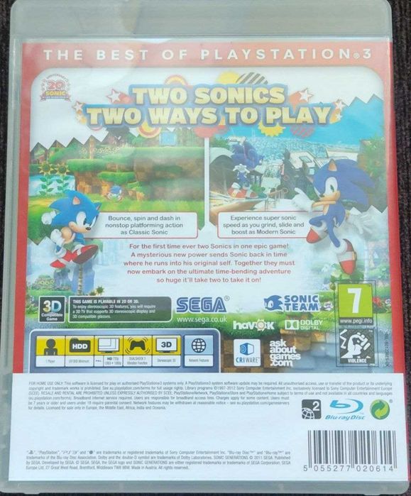 Sonic Generations i The hedgedog  gra ps3 Playstation 3 playstation3