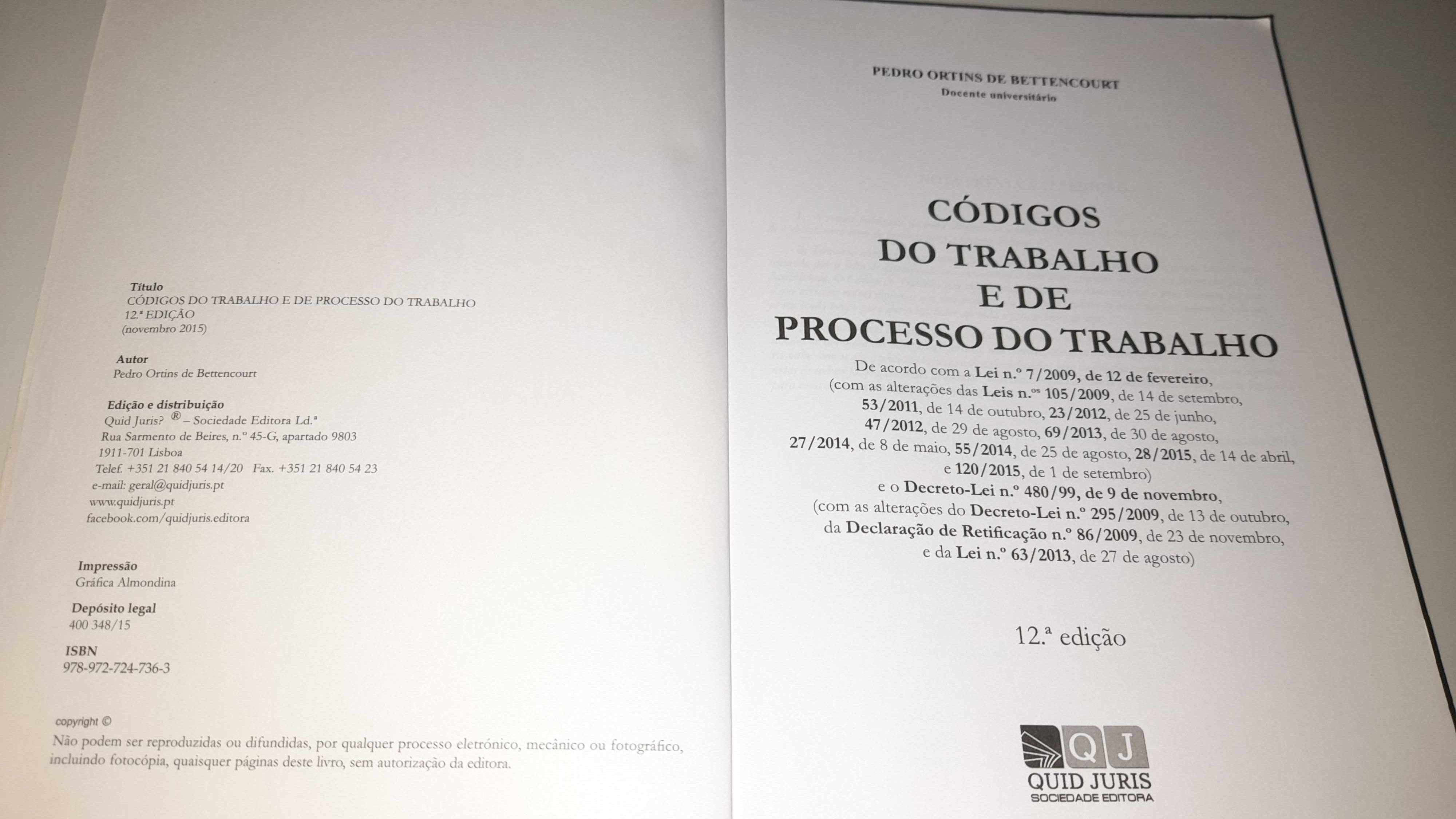 Códigos do trabalho 12° edição