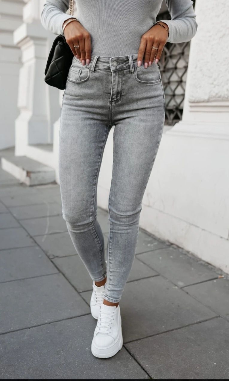 Nowe szare jeansy push up 36 S