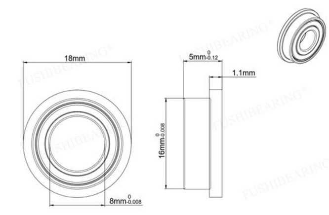 Подшипник фланцевый F688-2RS  (F688RS) ABEC-7 Fushi