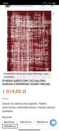 Dywan do salonu Agnella bordowy  290x 200; Tanio