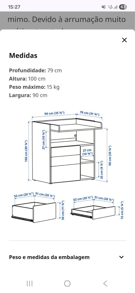 Movel Fraldario IKEa modelo SMÅSTAD