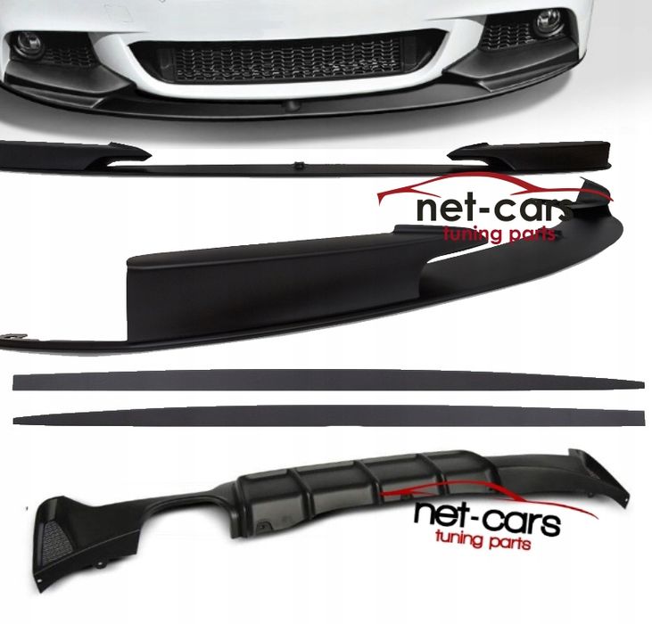Zestaw BMW F32 F33 F36 MPakiet dyfuzor, dokładka przód + progi mat 00-