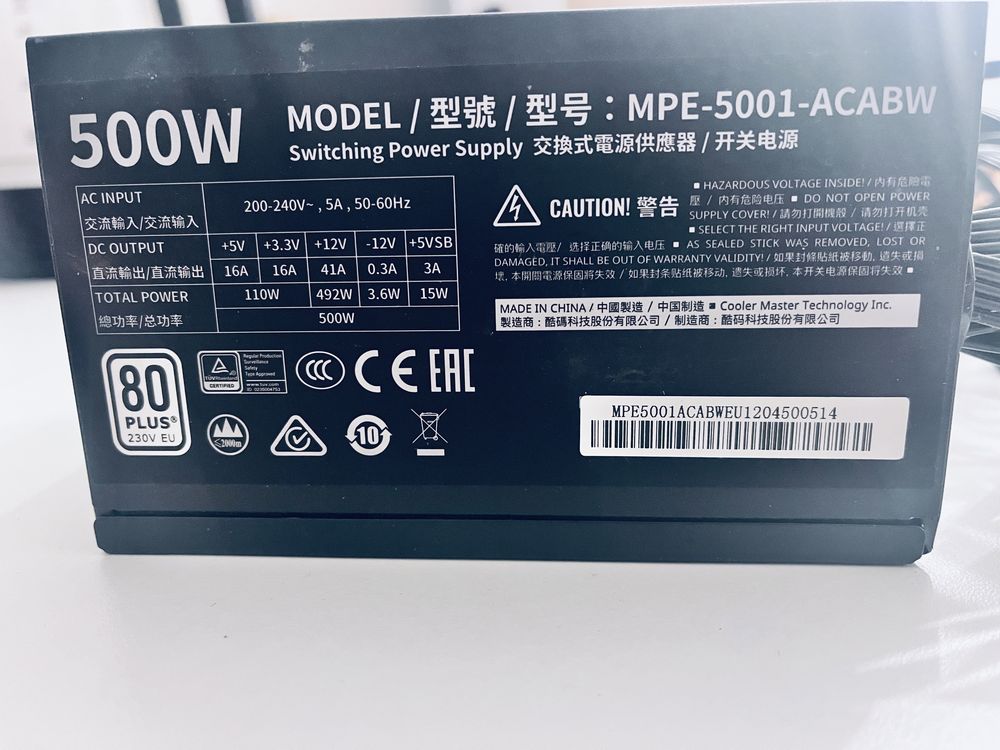 Zasilacz Cooler Master MWE 500 Black V2 500W