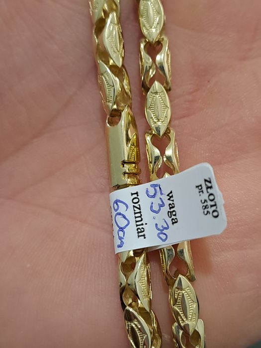 Złoty łańcuszek splot  Cartier Okrągły Nowość 585 60 cm 0.5 cm