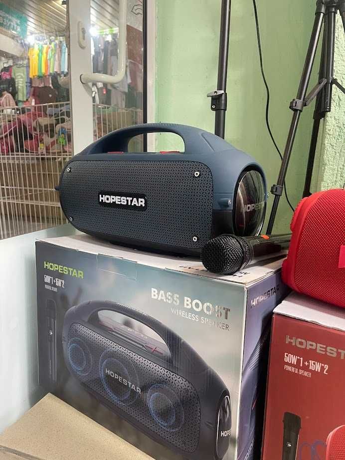 Bluetooth колонка Hopestar A50 — 80 Вт, с микрофоном, TWS, влагозащита