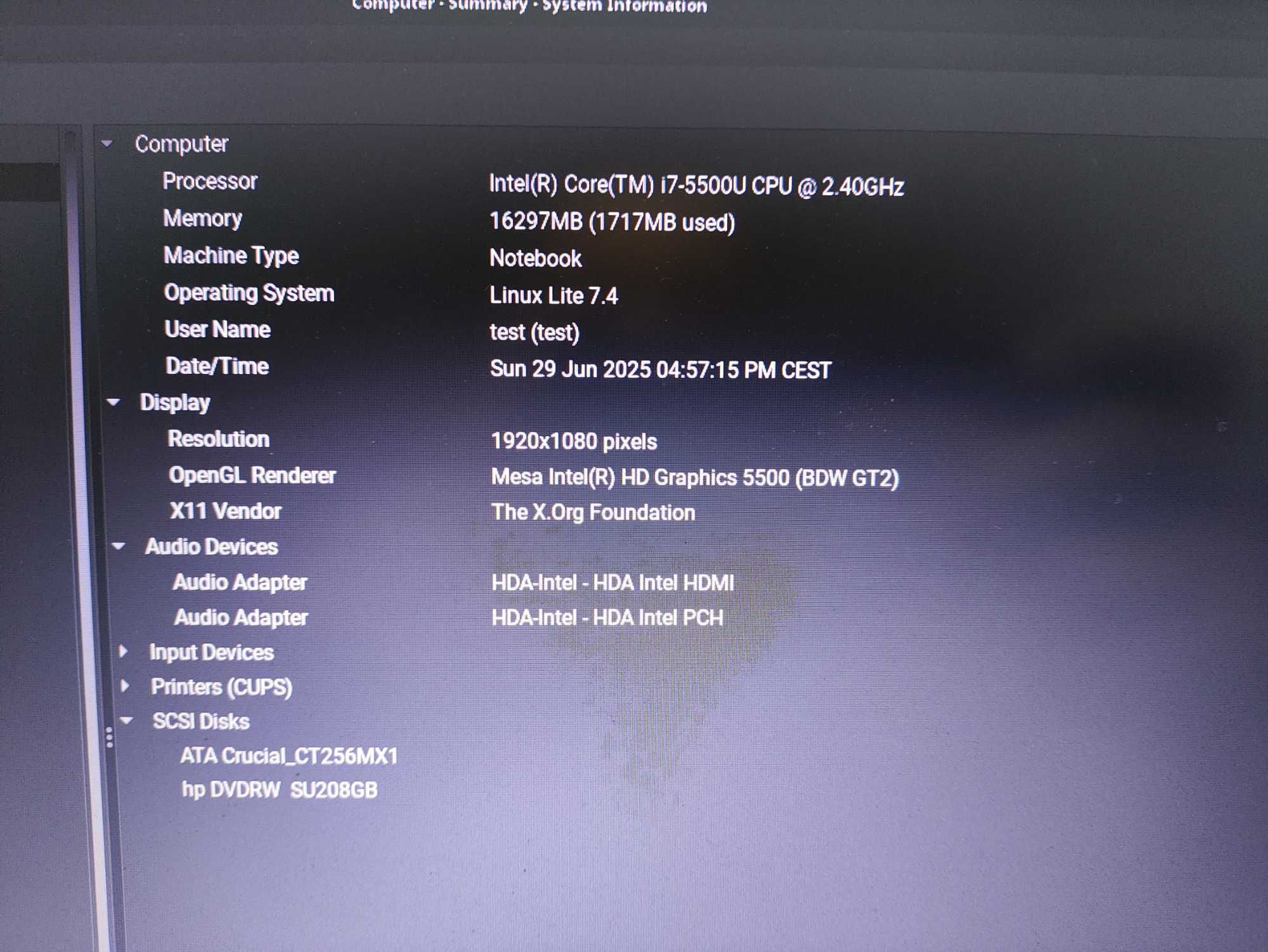 HP Pavilion Intel Core i7-5500U 16GB RAM Crucial 256GB SSD