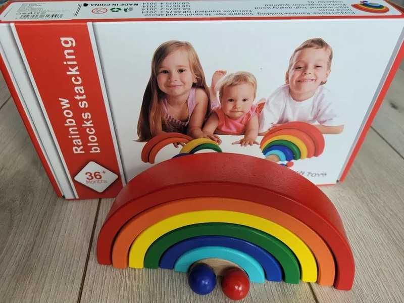 Tęcza drewniana układanka sorter klocki Montessori