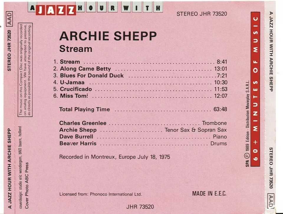Archie Shepp - CD - 1989 - made in France - MPO