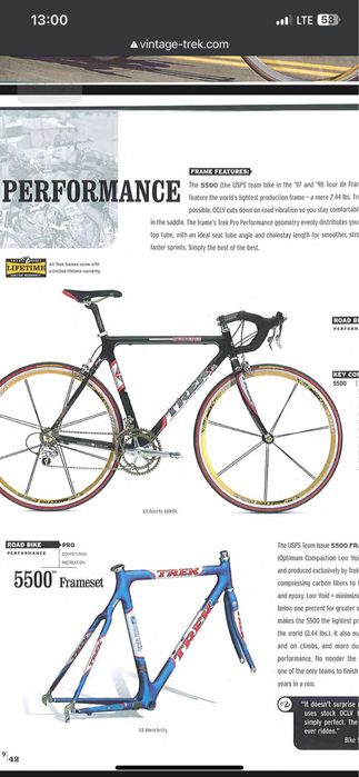 Фреймсет Trek oclv carbon 5500, 1999(frame set)