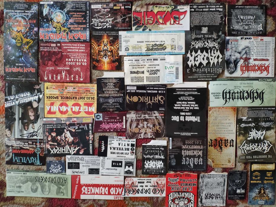 Kolekcjonerskie bilety (Iron Maiden, King Diamond, Motorhead i inne)