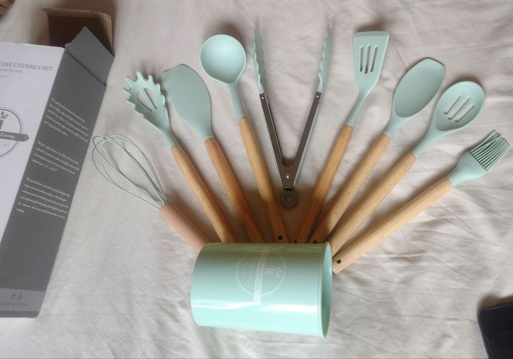 Набір кухонного приладдя бірюзового кольору (м'ятного) 10шт (9 кухонн)