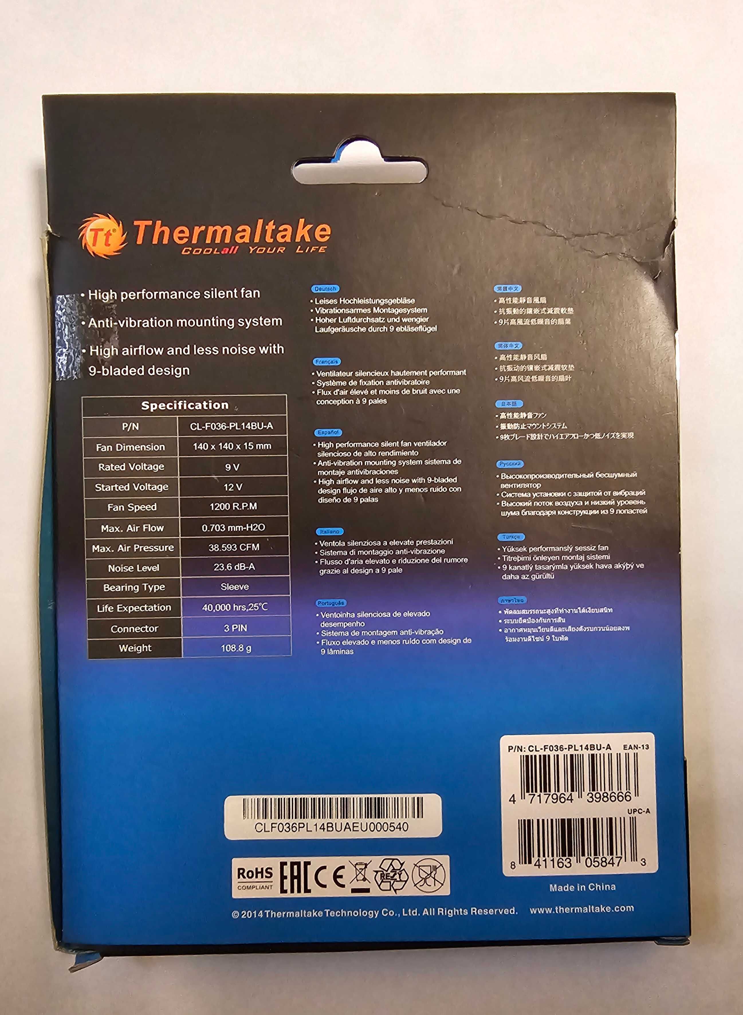 Wentylator komputera Thermaltake - Luna Slim 14 LED Blue 140mm