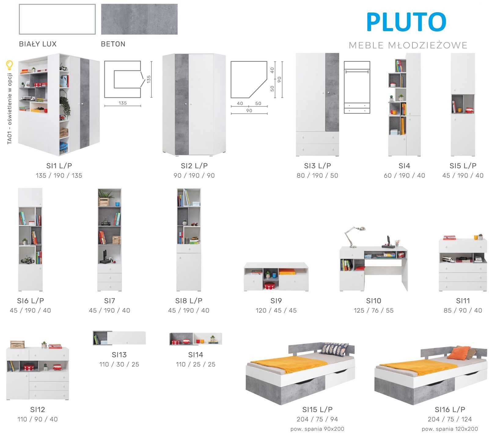 Meble młodzieżowe dziecięce zestaw mebli Pluto pokój Darmowa dostawa