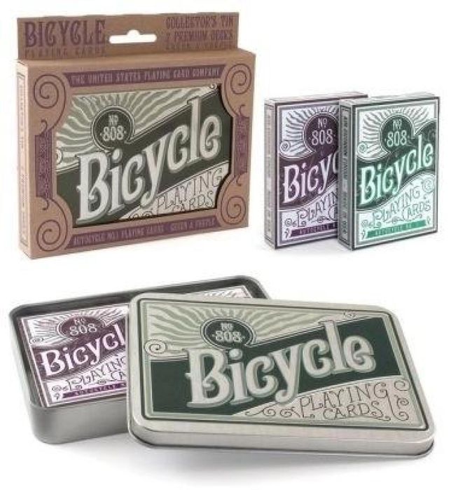 Karty Retro Tin Gift Set BICYCLE Quint pudełko,147x140 mm