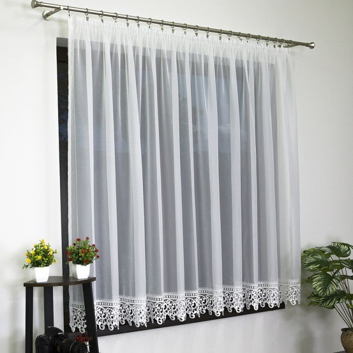 Firanka woal gotowa z gipiurą 400x150 cm biała