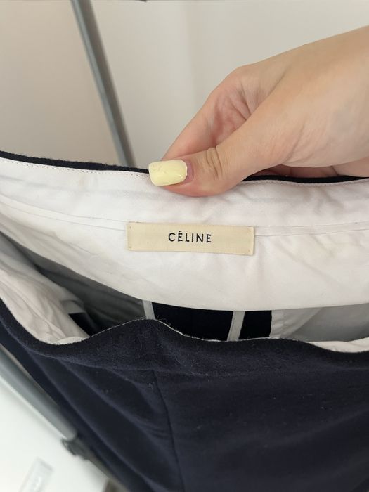 Темно сині вовняні штани класичні прямі брюки céline,