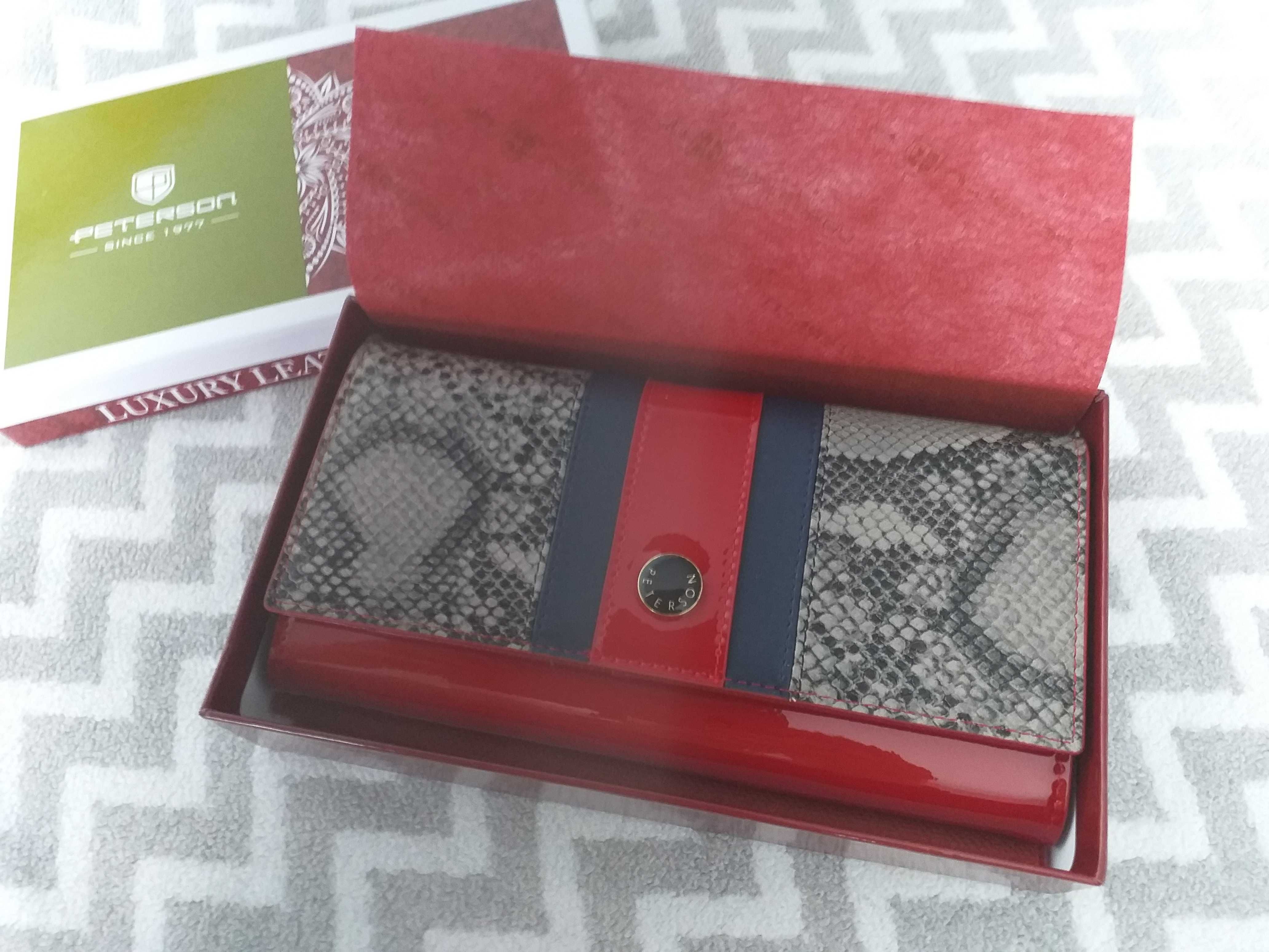 PETERSON  skórzany damski portfel na bigel RFID Nowy