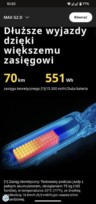Ninebot G2 MAX 70km amortyzacja