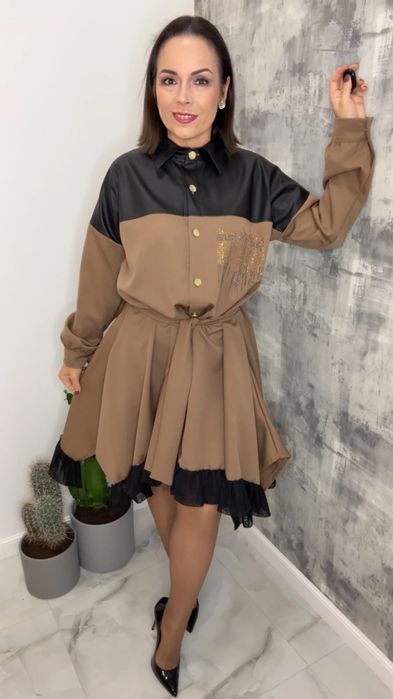 Sukienka Lola Bianka beżowa elegancka