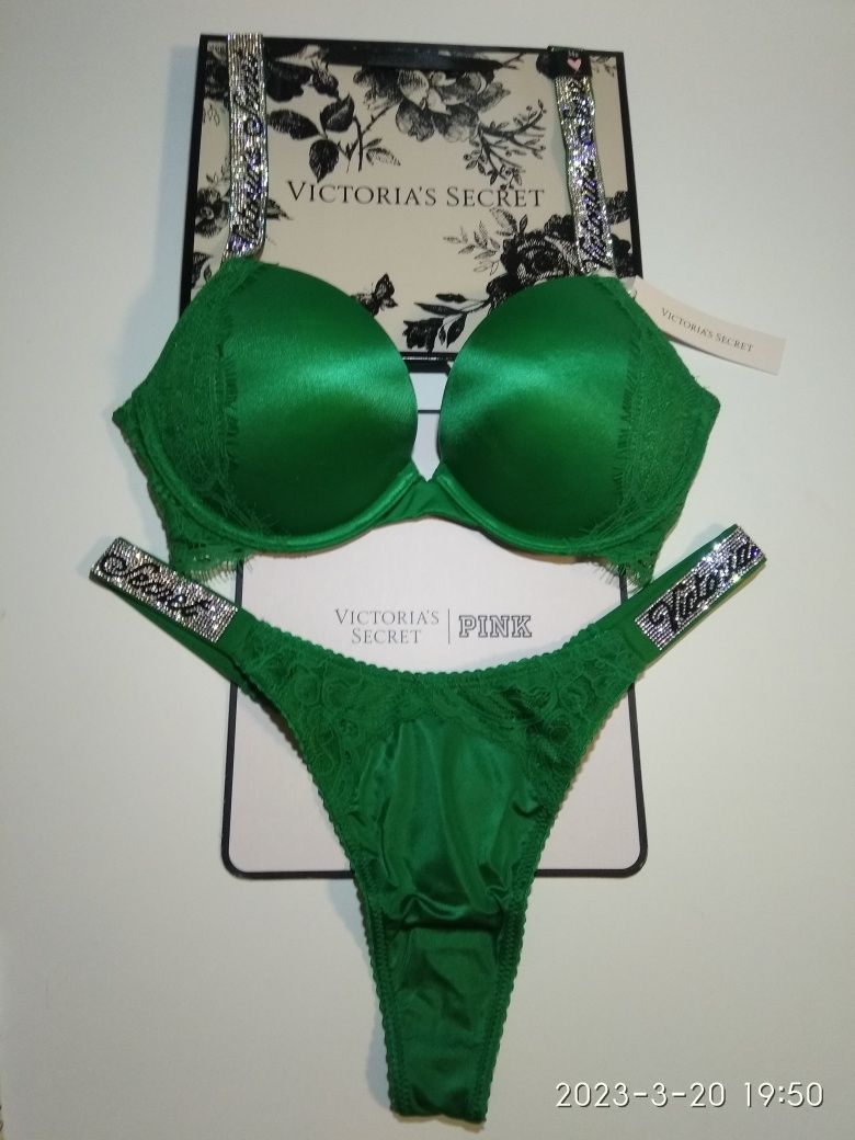 Подарок комплект бюст + трусики новинка Victoria’s Secret камни