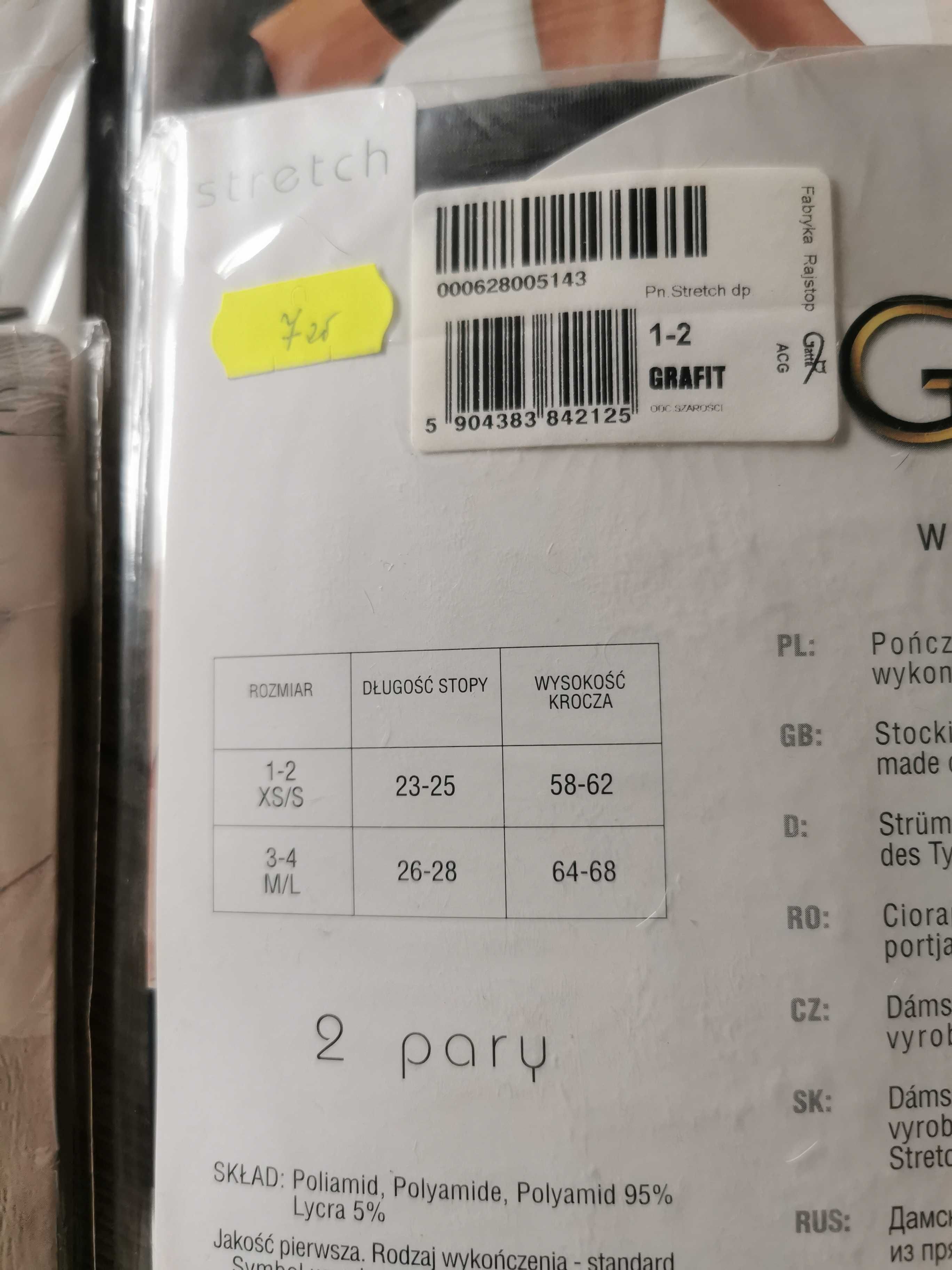 Pończochy damskie do paska, rozmiar 2, zestaw 4 par
