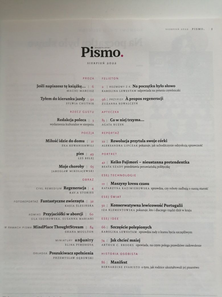 Pismo - sierpień 2022, nr 8 (56)