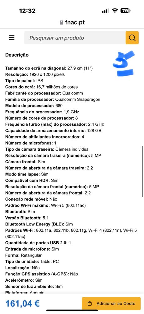Tablet Honor Pad X8a de 11” com 128 GB Wi-Fi