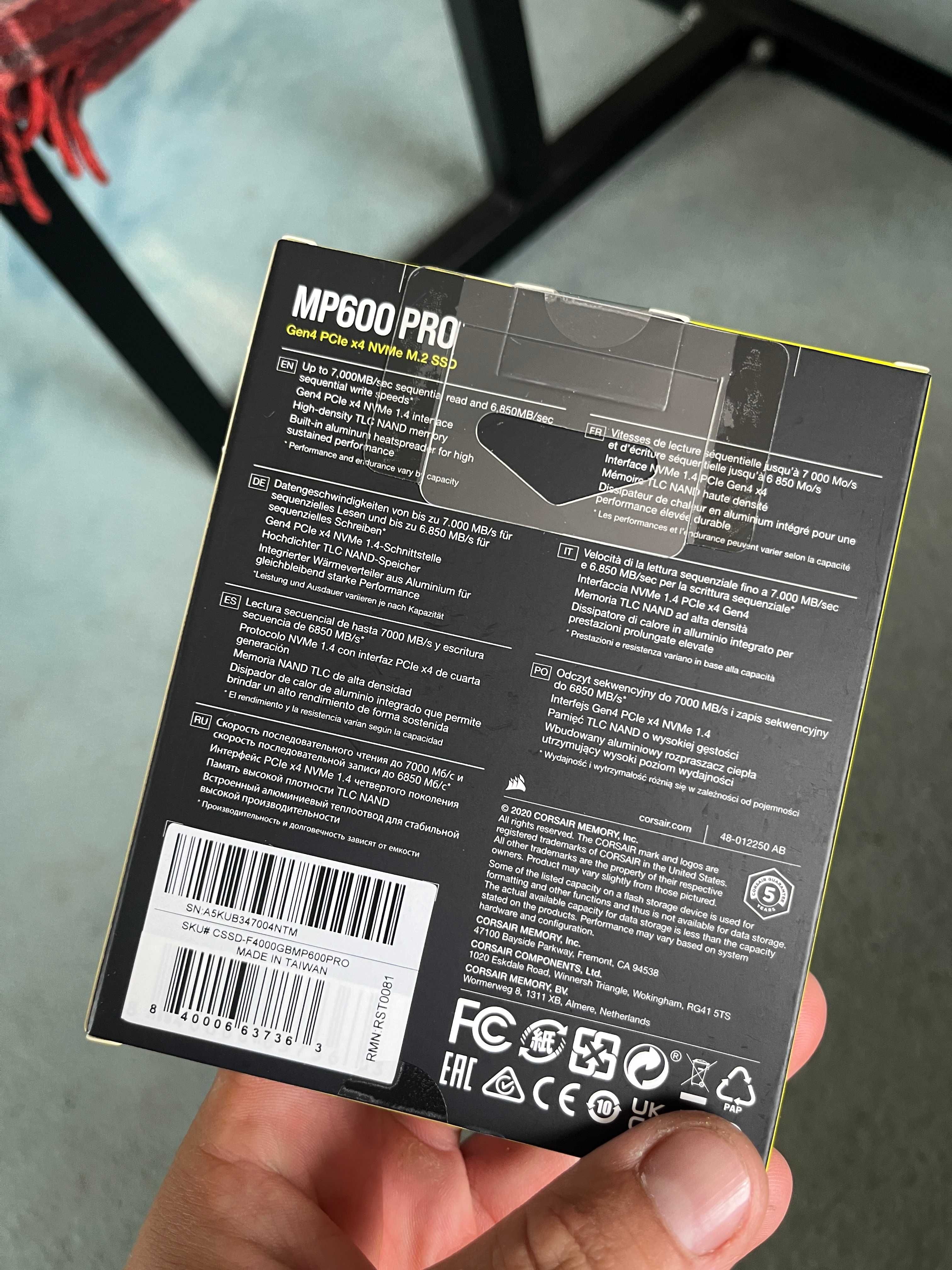 Dysk SSD Corsair MP600 PRO 4TB M.2 2280 PCI-E x4 Gen4 NVMe ! NOWY