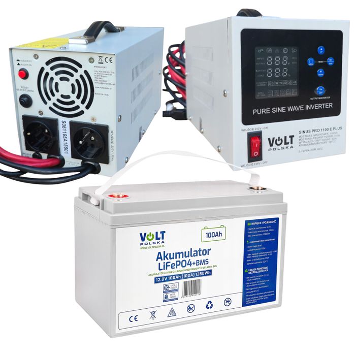 Інвертор SINUS PRO 1100W + Акумулятор LiFePo4 12.8V 100 Ah