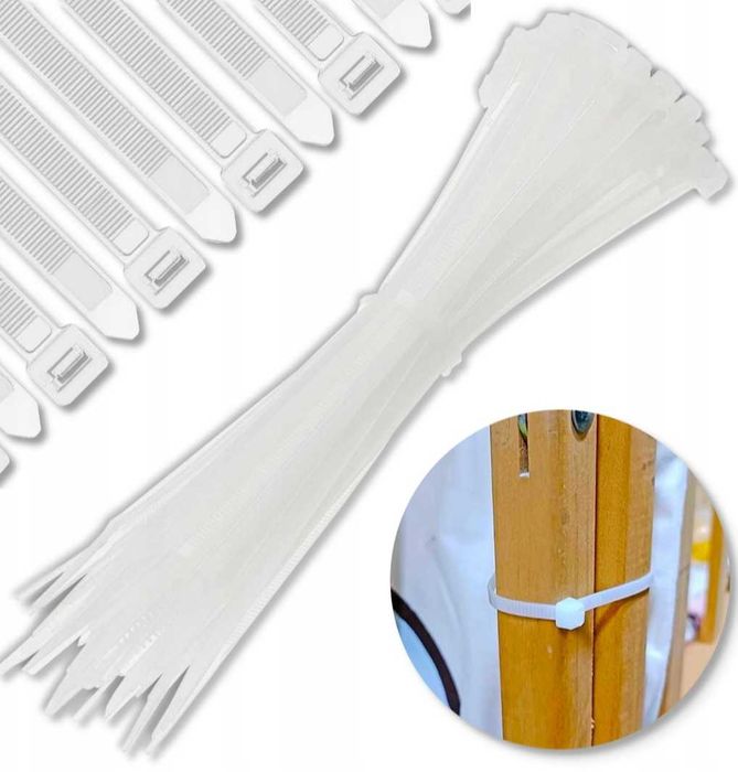 Opaski kablowe trytytki zaciskowe w kolorze białym. Super Mocne