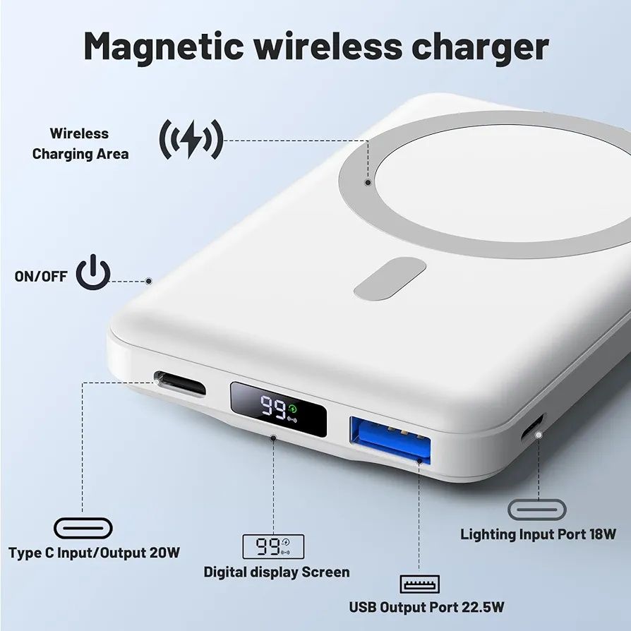 mag-Safe Power Bank 10000 mAh, AOGUERBE bateria externa magnética