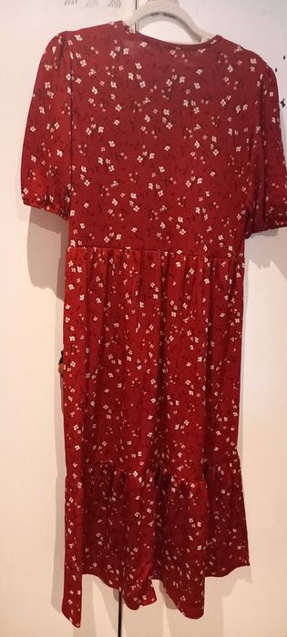 Vestido vermelho, com estampado florido, M - Stradivarius