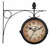 Zegar dwustronny Retro Vintage metalowy czarny 24 cm