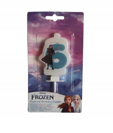 Świeczka na tort Kraina Lodu cyfra 6